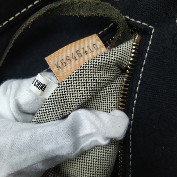 Dooney & Bourke Dark Blue Canvas DB Printed Buckle Pocket Zipper Tote Bag - Picture 12 of 16